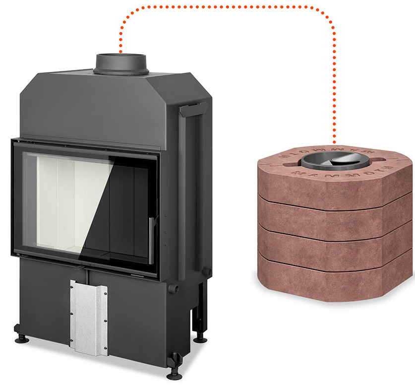 Foyers de cheminée IMPRESSION avec  accumulation de chaleur par romotop